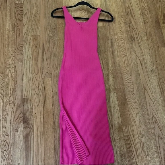 Barbie pink ribbed midi dress size 6 Shein - Picture 3 of 4